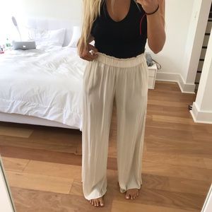 Beige Wide Leg Zara Silky Pants